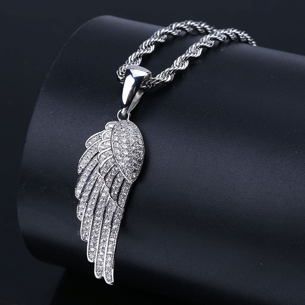 Micro-set zircon feather necklace