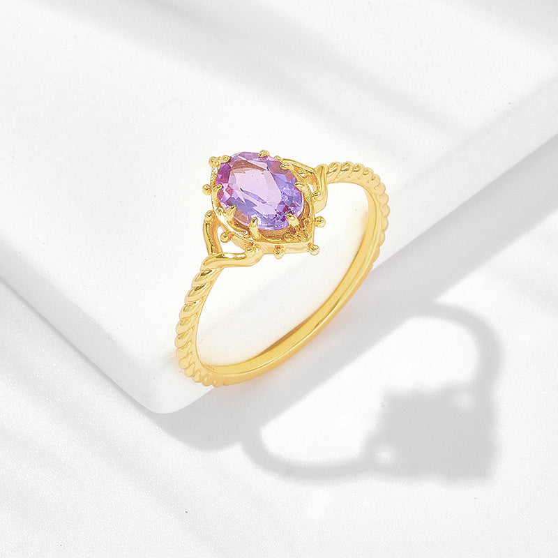 Luxury Natural Amethyst Lace Ring