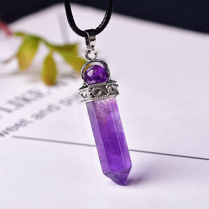 Natural Crystal Amethyst Pendant Reiki Point Raw Gem Necklace For Men Women Charm Mineral Jewelry