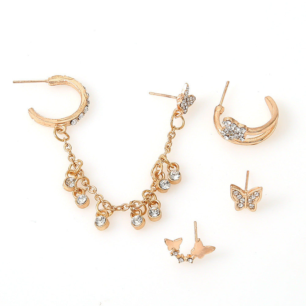 Mini Fashion Star Moon Butterfly Studs Earrings Set Small Cross Heart Punk Piercing For Women Ear Cuff Pendientes Jewelry