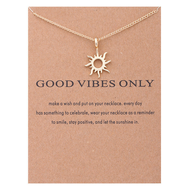 Fashion Gold-Color Good Vibes Only Sun Necklaces & Pendants For Women Jewelry Gift