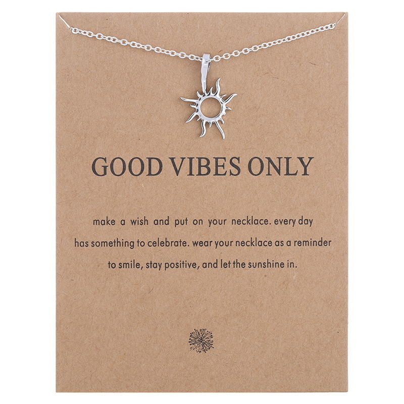 Fashion Gold-Color Good Vibes Only Sun Necklaces & Pendants For Women Jewelry Gift