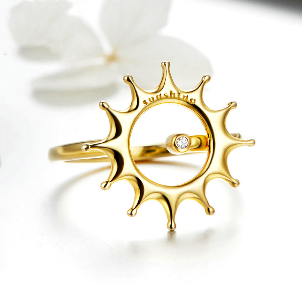 Golden Sun Jewelry Hao Stone Real Gold Plated Ring