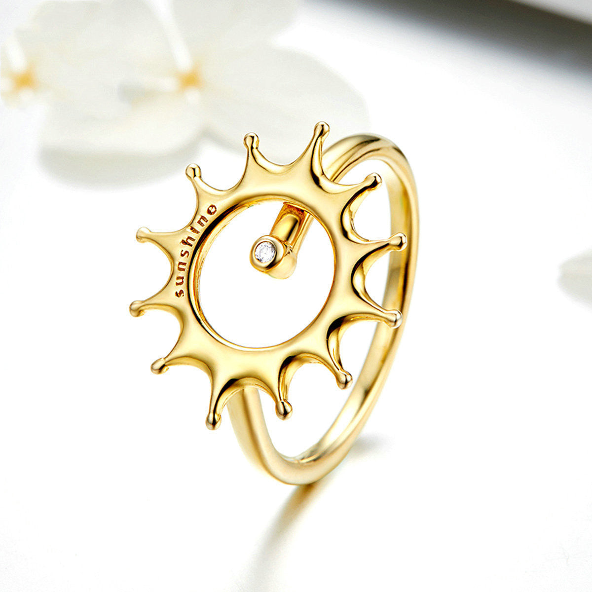 Golden Sun Jewelry Hao Stone Real Gold Plated Ring