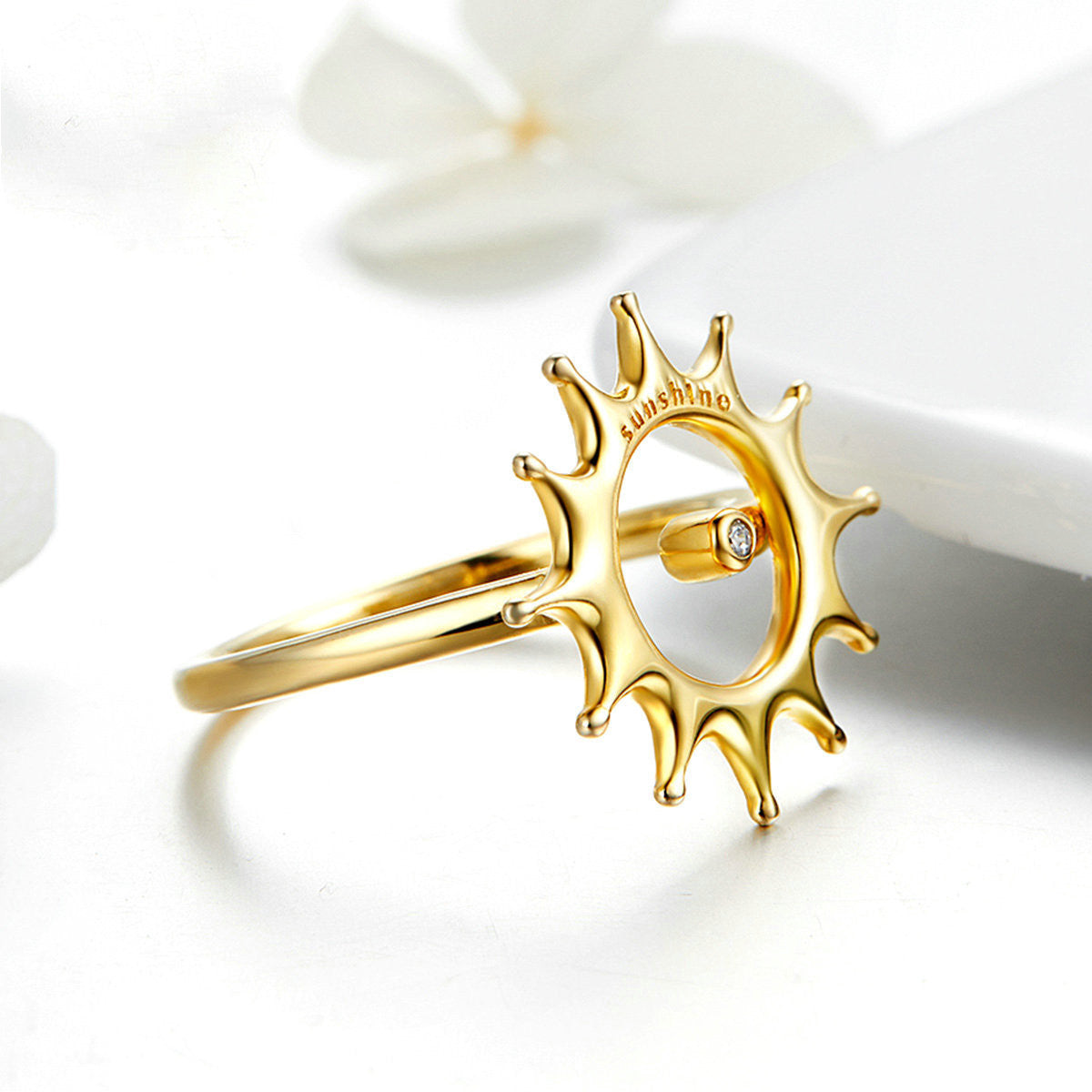 Golden Sun Jewelry Hao Stone Real Gold Plated Ring