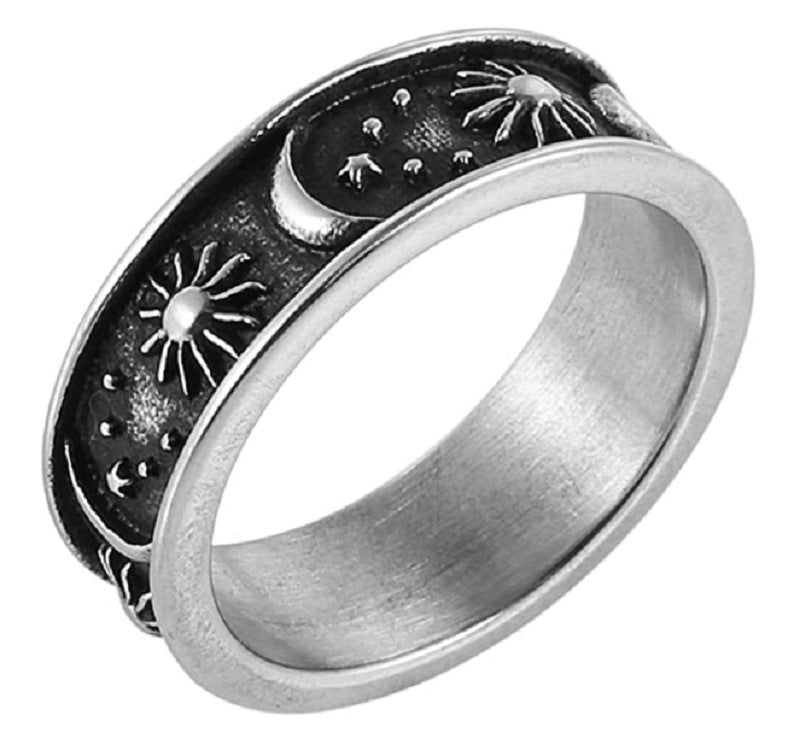 Retro Alloy Fashion Star Moon Sun Ring Female Jewelry