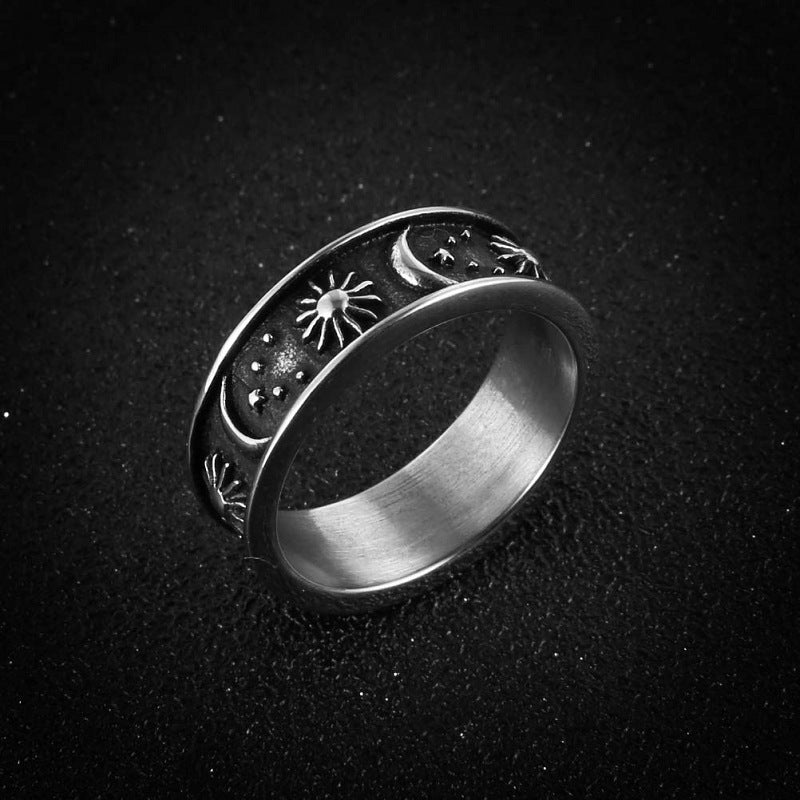 Retro Alloy Fashion Star Moon Sun Ring Female Jewelry