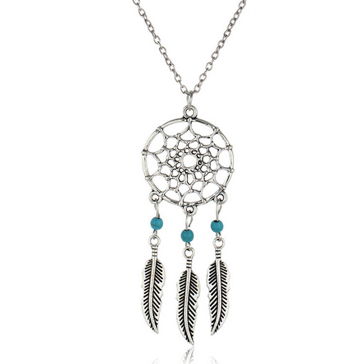 Jewelry Turquoise Tassel Feather Personalized women Necklace