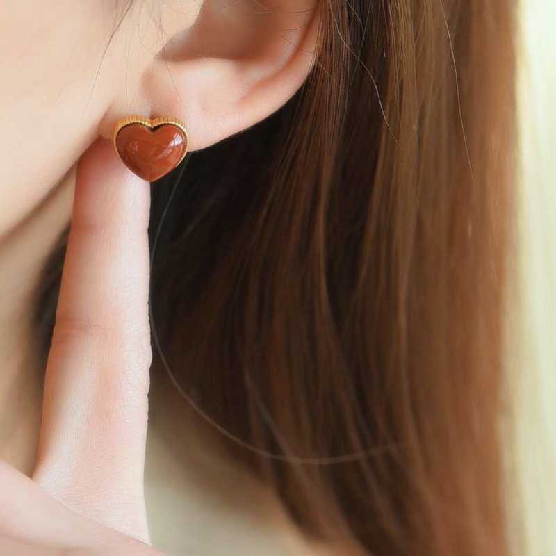 South Red Agate Love Women Earrings