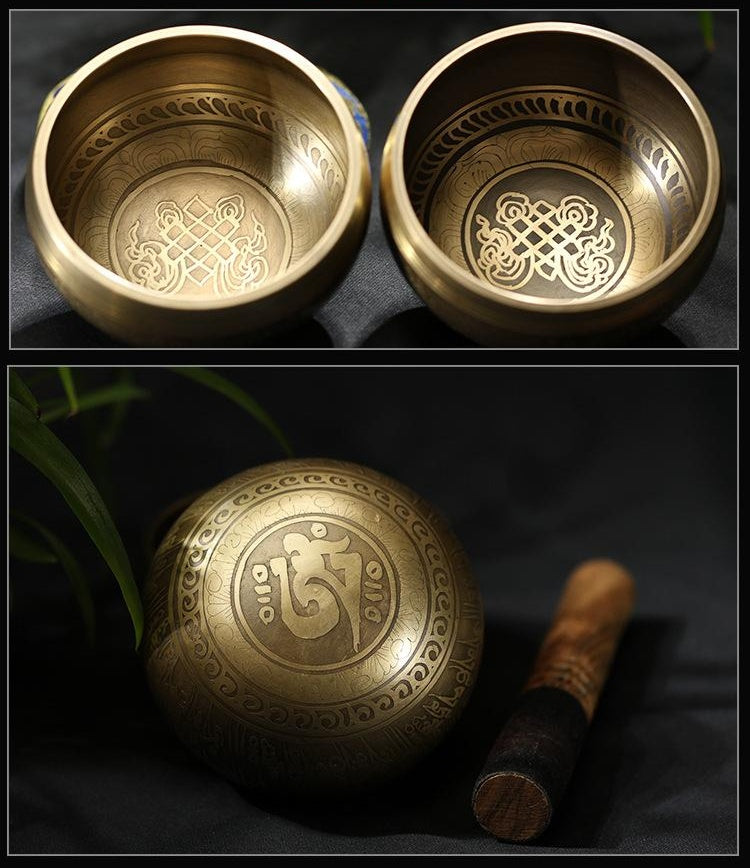 Yoga Meditation Singing Bowl Auspicious Knot Handmade Buddha Sound Bowl Home Decor