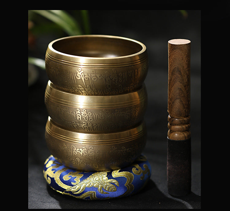 Yoga Meditation Singing Bowl Auspicious Knot Handmade Buddha Sound Bowl Home Decor