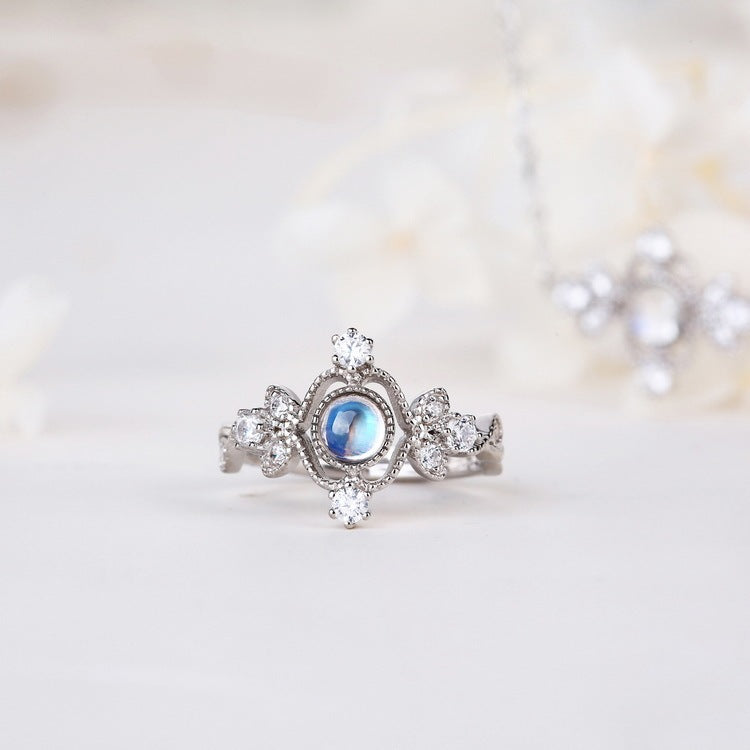 Blue Moonstone 925 Sterling Silver Women Ring