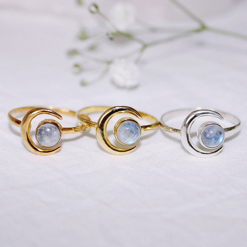 925 silver plated moonstone ring