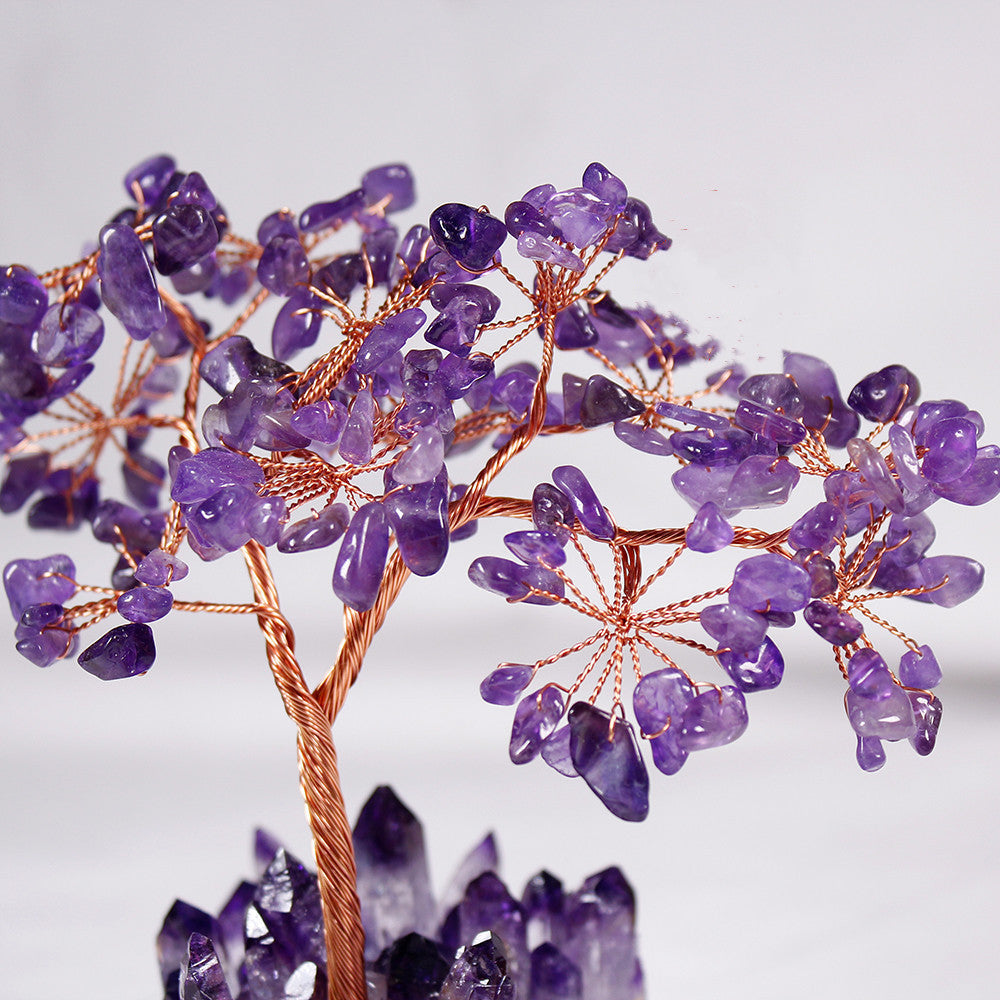 Natural Amethyst Flower Tree Amethyst Cluster Base Desktop Office Decoration Home Decor