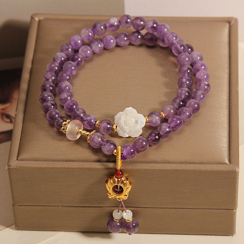 Natural Amethyst Lotus Multi-layer Bracelet Women