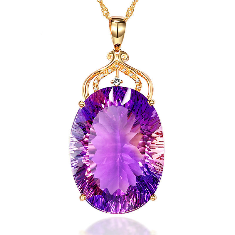 Amethyst Pendant Amethyst Sweater Chain Women Necklace