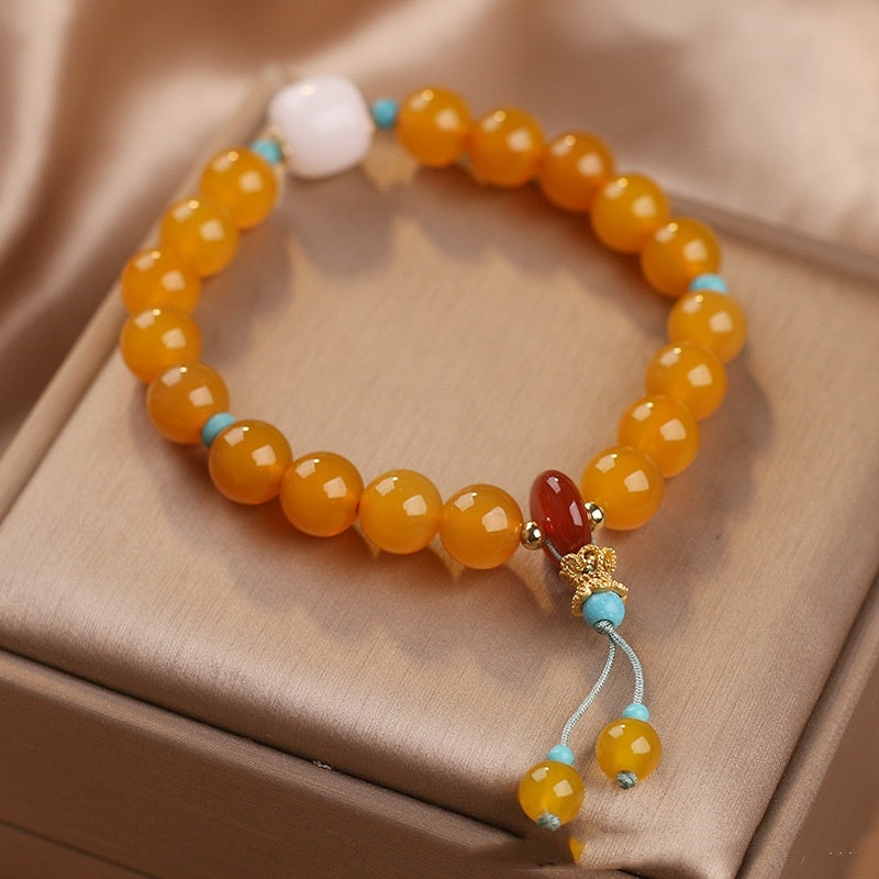 Ethnic Style Natural Citrine Agate Women Bracelet