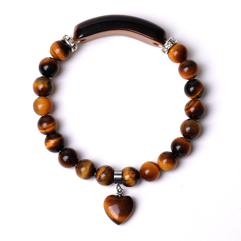 Tigereye Peach Heart Natural Stone Bridge Bracelet