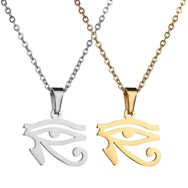 Men and women's collarbone stainless steel chain Eye of Horus necklace