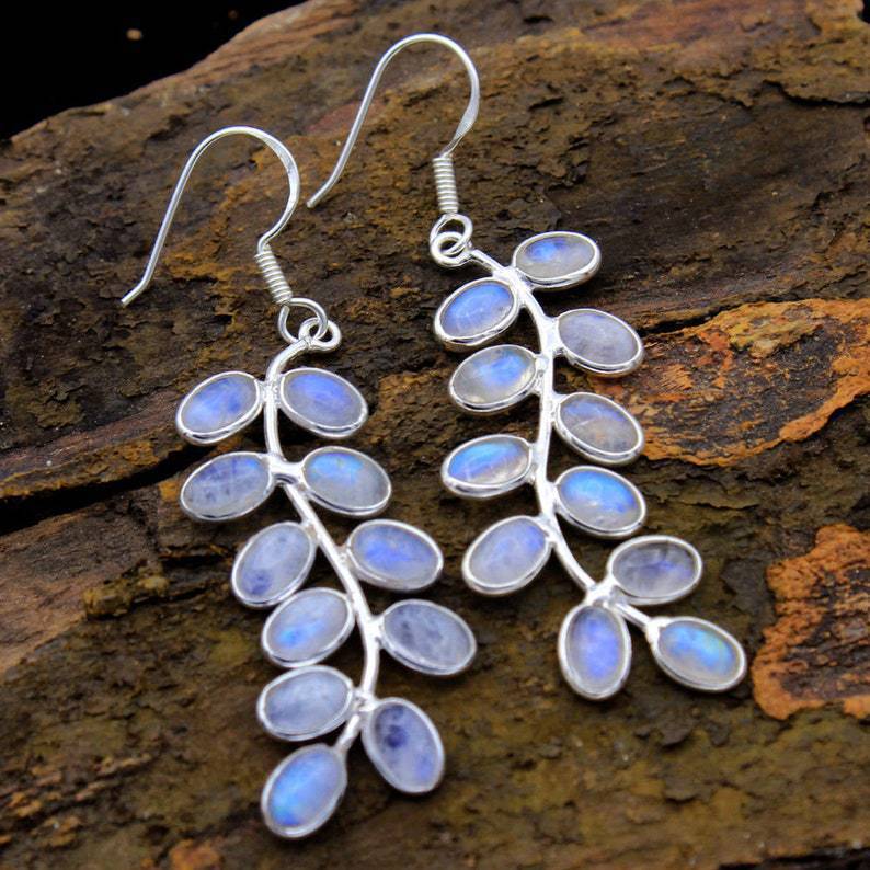 Leaves Metal Alloy Fashion Glitter Moonstone Women Earrings