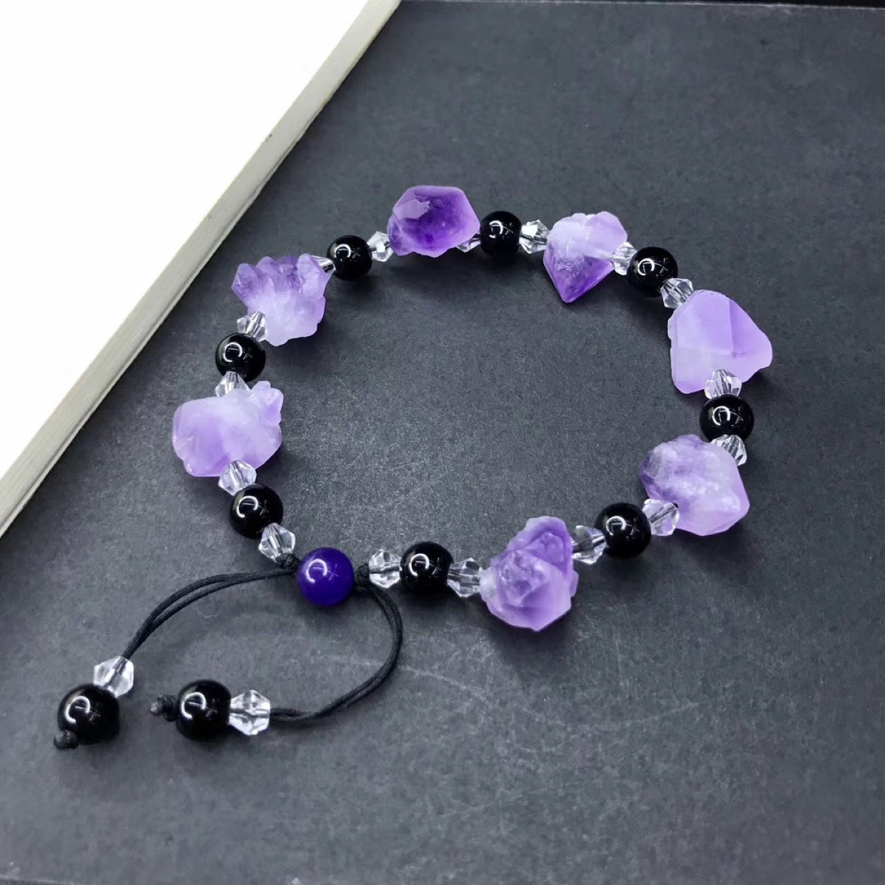 Simple Amethyst Obsidian Women Men Bracelet