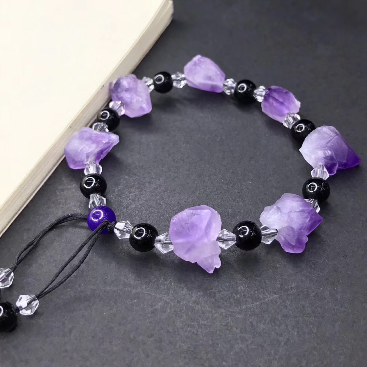 Simple Amethyst Obsidian Women Men Bracelet