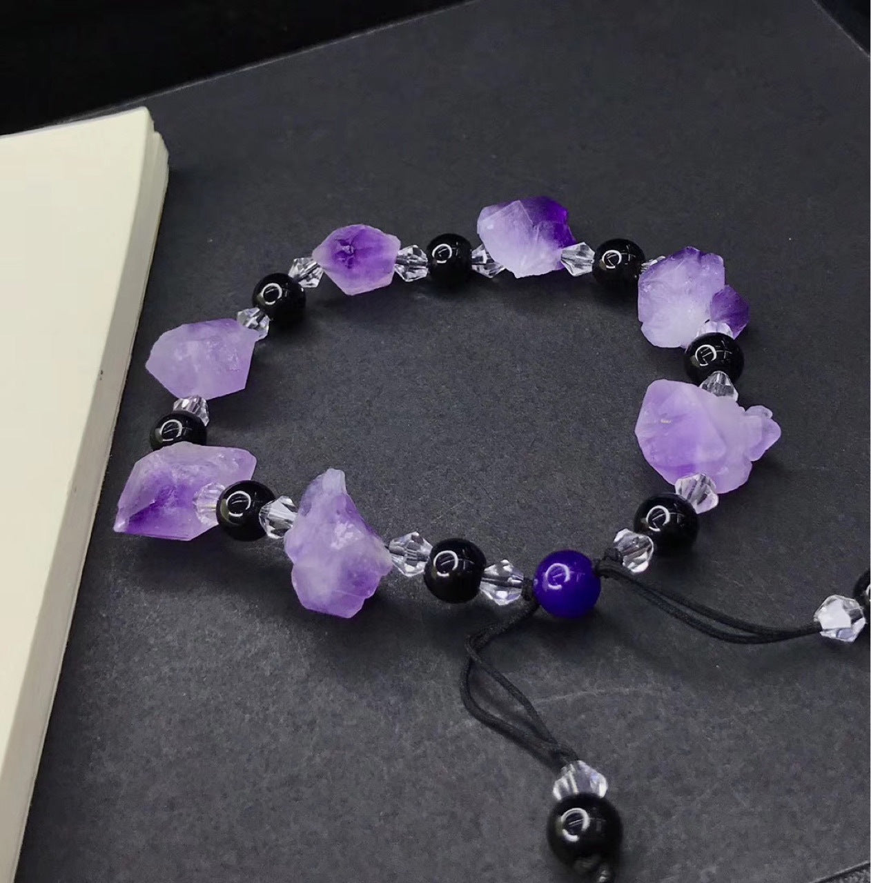 Simple Amethyst Obsidian Women Men Bracelet