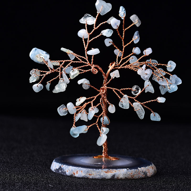 Natural Crystal Gravel Lucky Tree Ornaments Agate Slices Crystal Tree