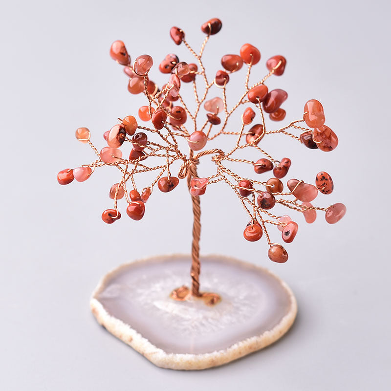 Natural Crystal Gravel Lucky Tree Ornaments Agate Slices Crystal Tree