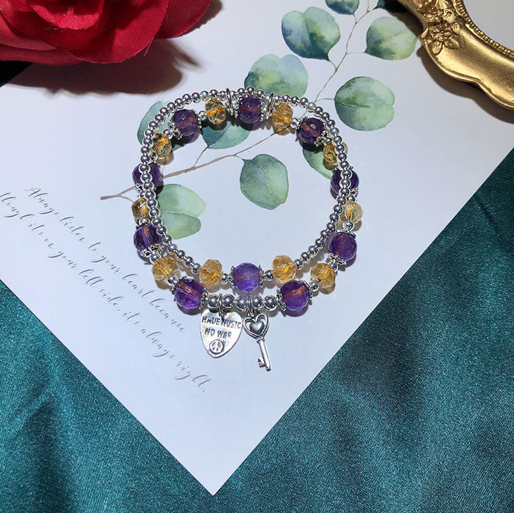 Citrine Amethyst Double-layer women Bracelet