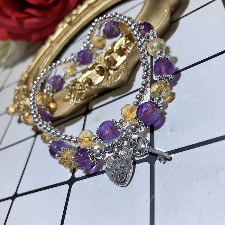 Citrine Amethyst Double-layer women Bracelet