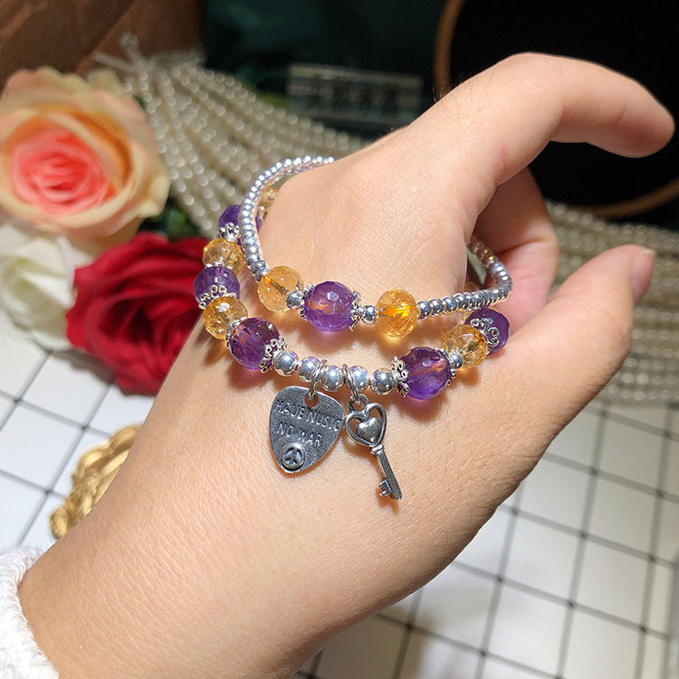 Citrine Amethyst Double-layer women Bracelet