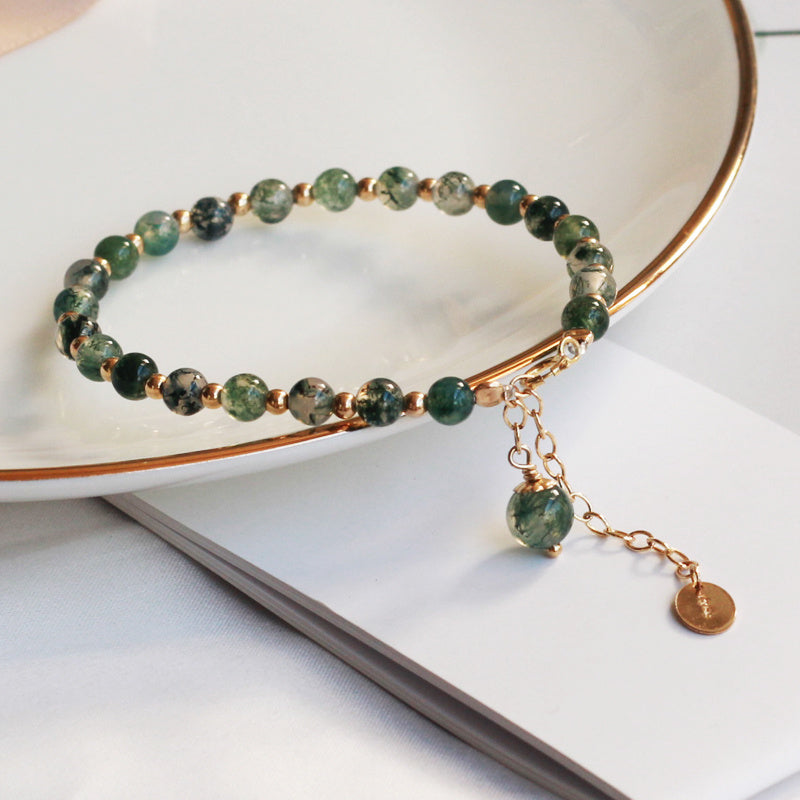 Natural Green Crystal Agate Lucky  Transfer Beads Bracelet