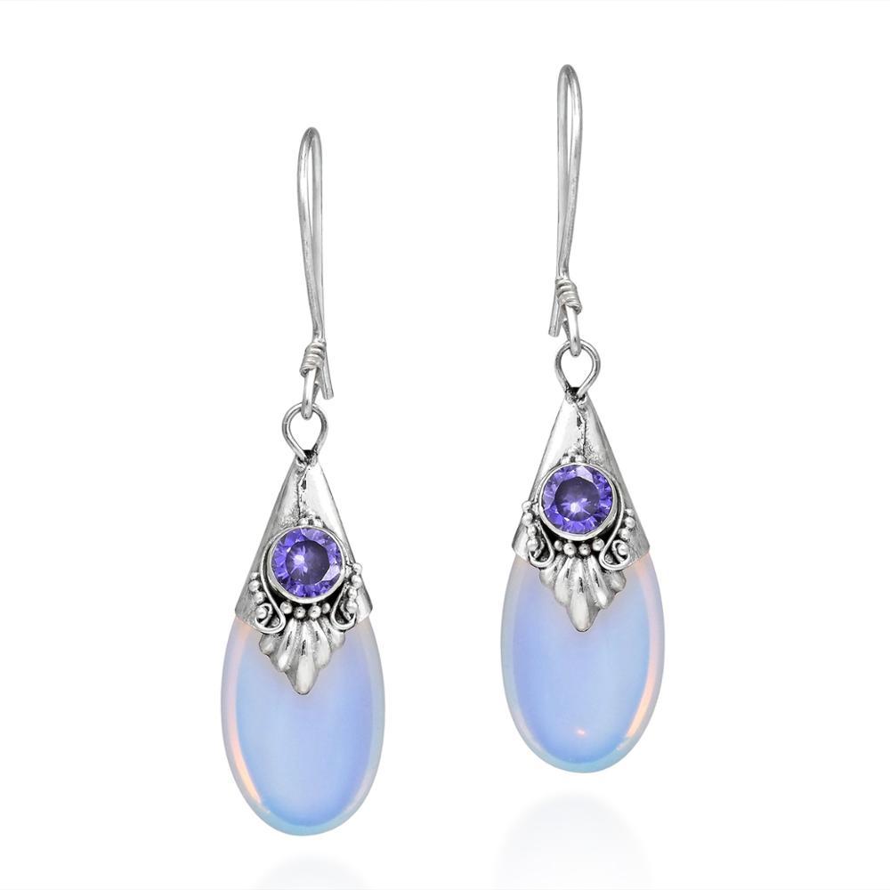 White Moonstone Women Earrings