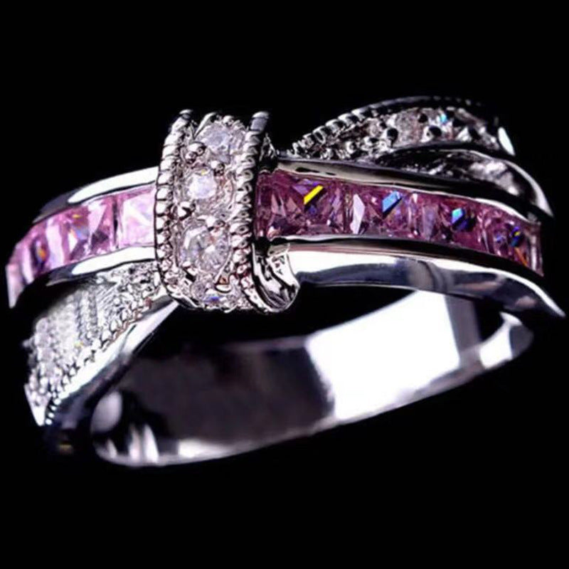 Electroplated Amethyst Diamond Women Ring