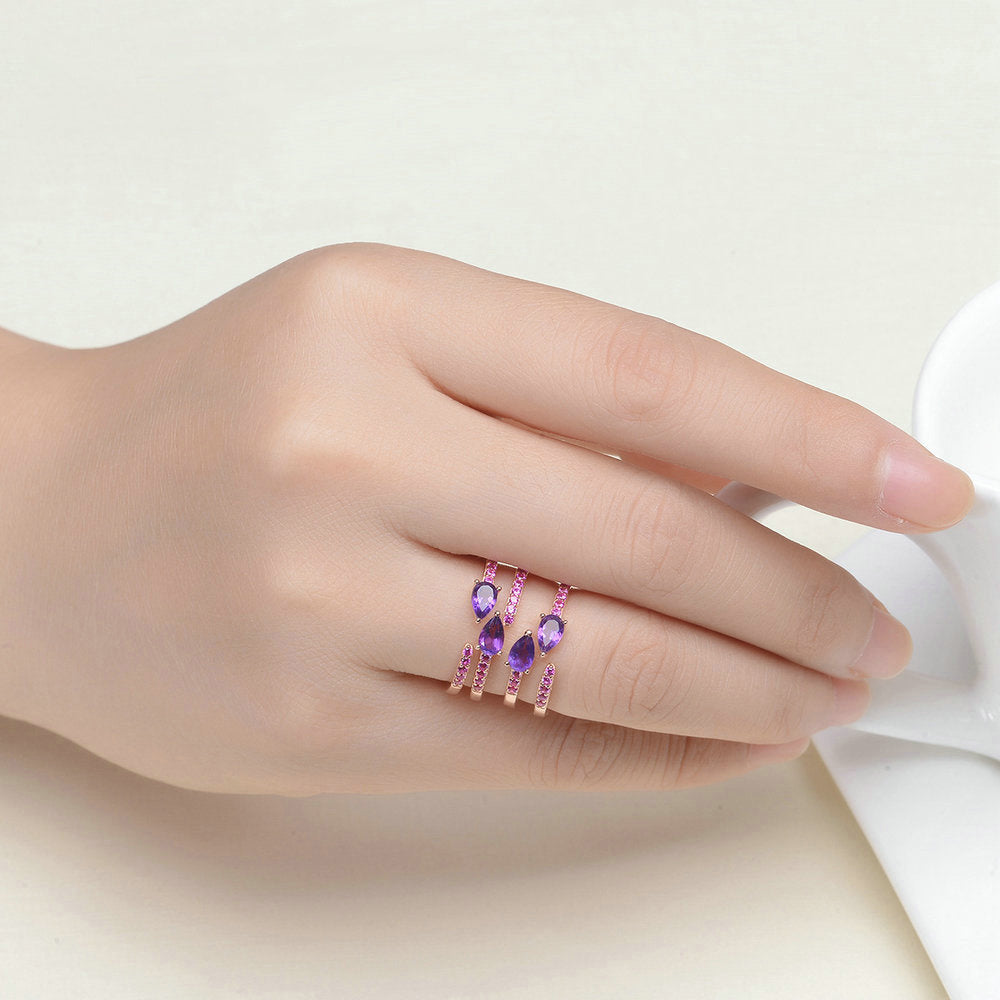 Natural Amethyst Women Ring