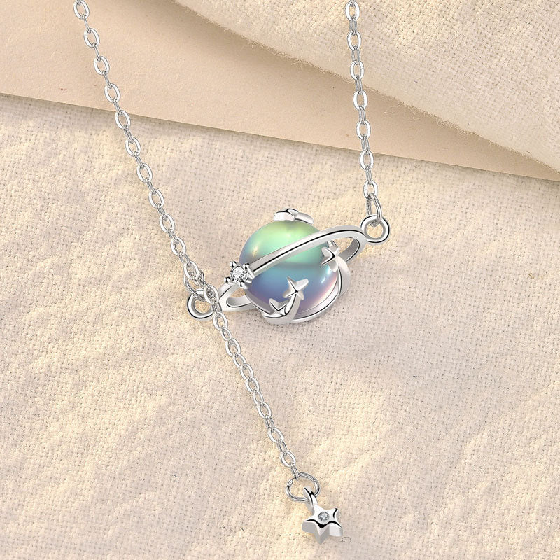 Personality Sense Moonstone Planet Women Necklace