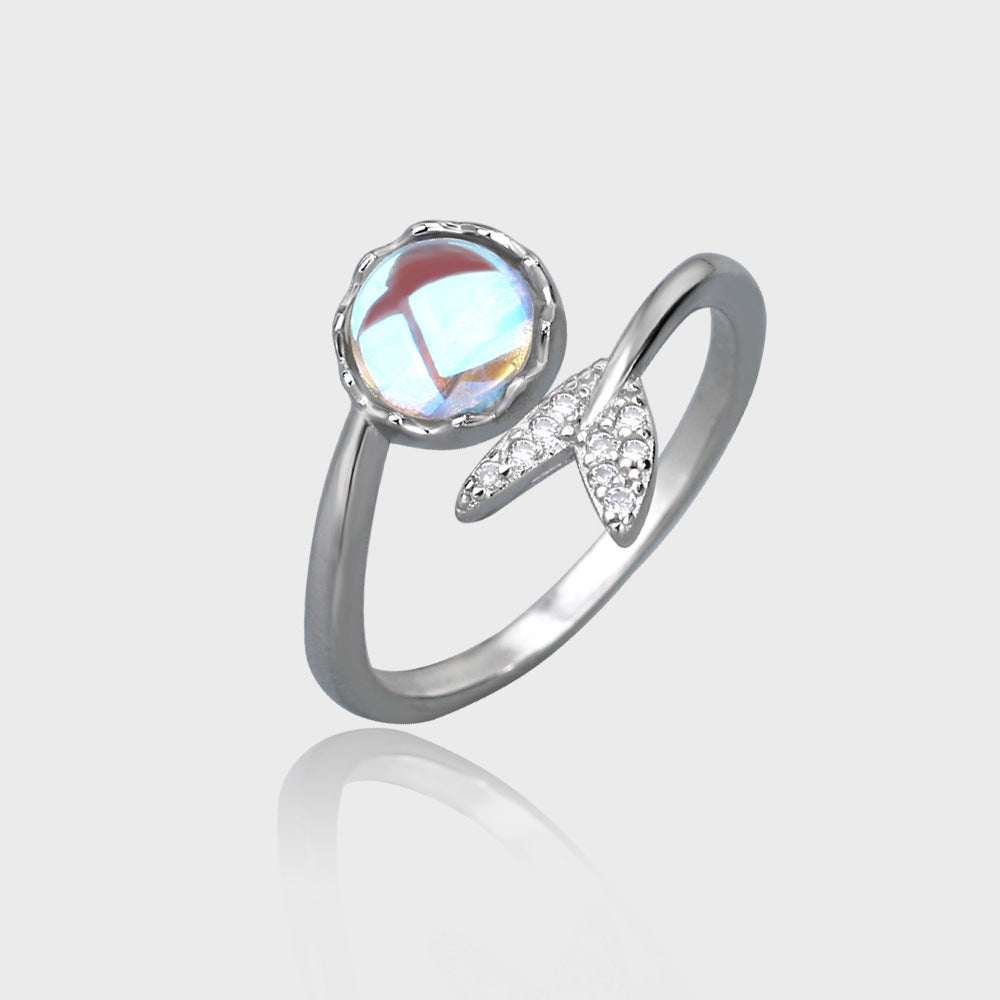 Fishtail Irregular Moonstone Advanced Design Adjustable Women Ring