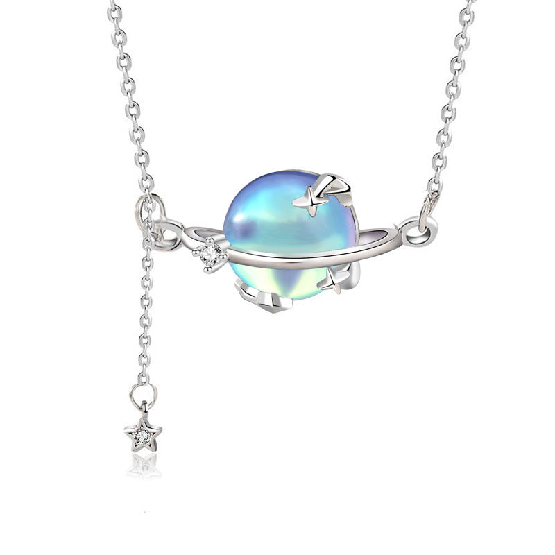 Personality Sense Moonstone Planet Women Necklace