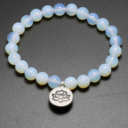 Alloy Buddha Lotus Onyx Bead Bracelet