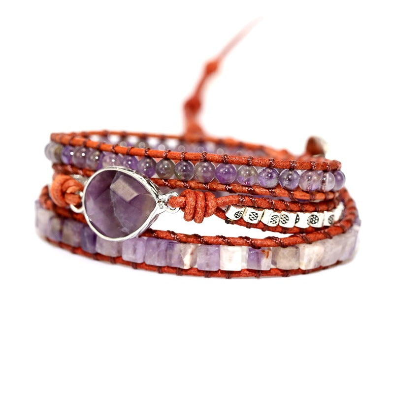 Vintage Amethyst  Woven Handmade Bohemian Women Bracelet