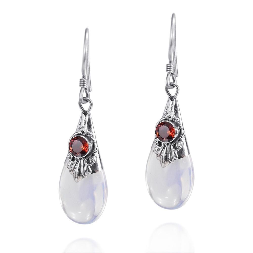 White Moonstone Women Earrings