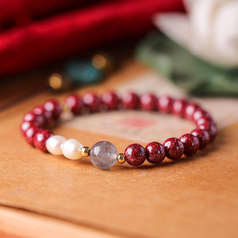 Vermillion Pearl Moonstone Couple Simple Women Bracelet