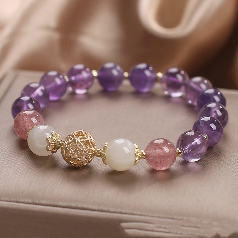 Natural Amethyst Lucky Beads Beaded Women Bracelet