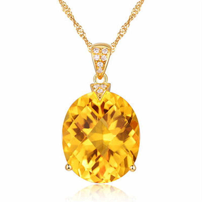 Noble Luxury Citrine Pendant Clavicle Chain