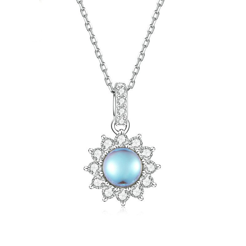 Platinum Plated Sparkle Little Sun Necklace Stud Earrings Jewelry Set