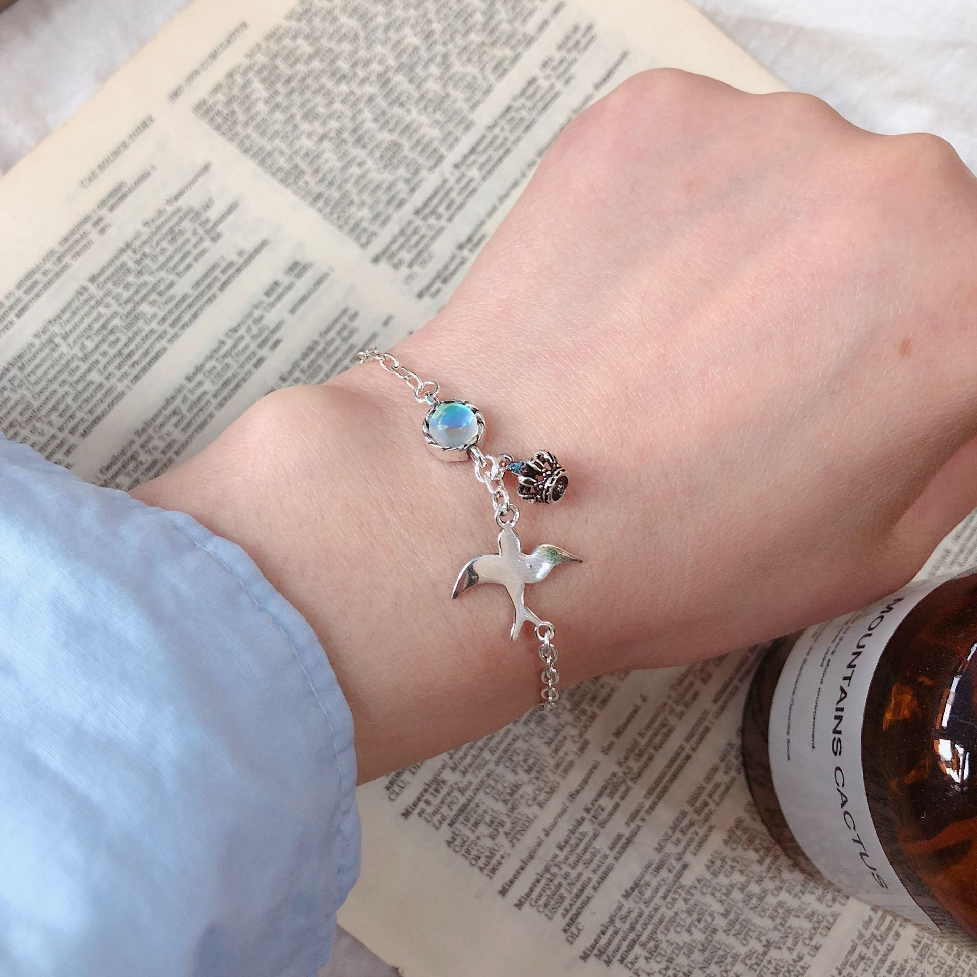 Swallow Crown Moonstone Women Bracelet