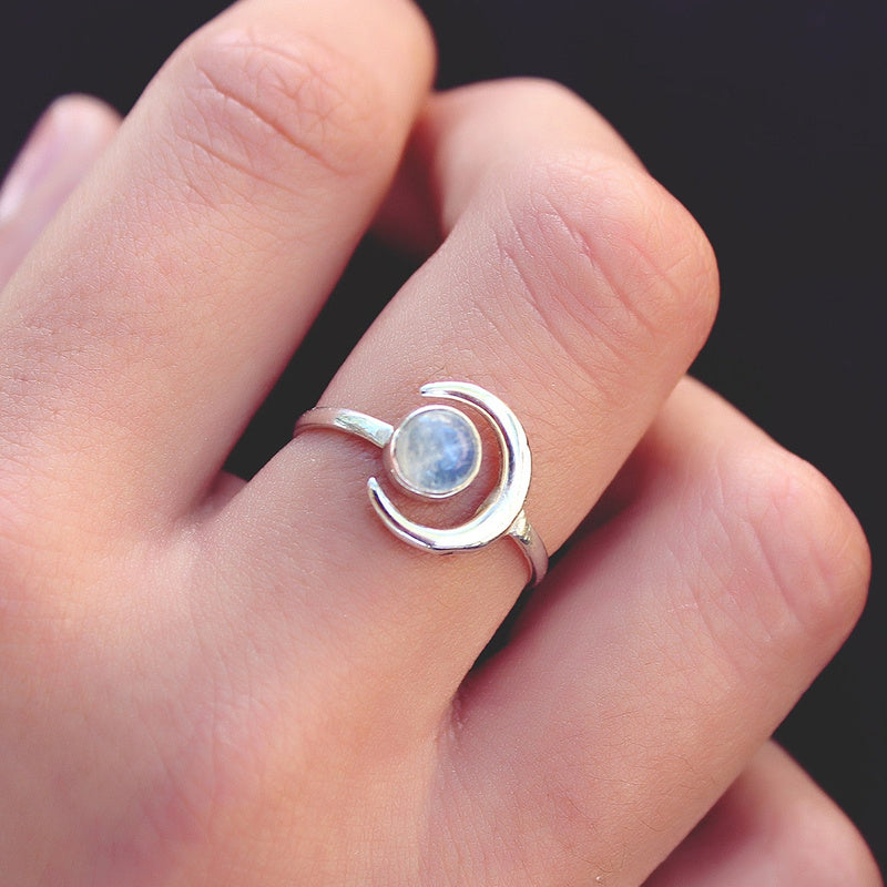 925 silver plated moonstone ring