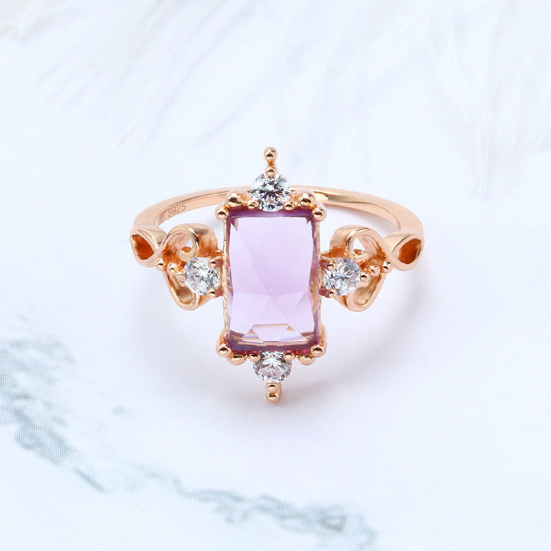 Natural Amethyst Women Ring