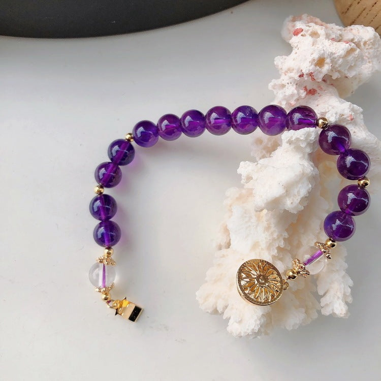 Simple Design Natural Amethyst Women Bracelet